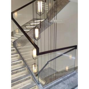 玻璃扶手护栏家用室内海口三亚包安装自建房覆式别墅实木楼梯扶手