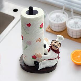 厨师造型家用厨房立式卷筒卫生纸纸巾架保鲜膜架可爱家用客厅餐桌