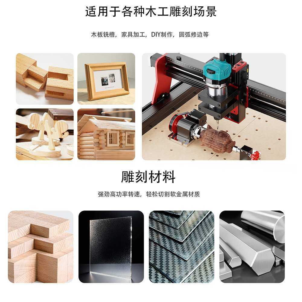 TWOTREES CNC铣床木工金属切割雕刻机配件开槽800W快速电动修边机,鲜花速递/花卉仿真/绿植园艺,割草机/草坪机,淘宝优惠券,粉丝福利购,淘宝优惠卷
