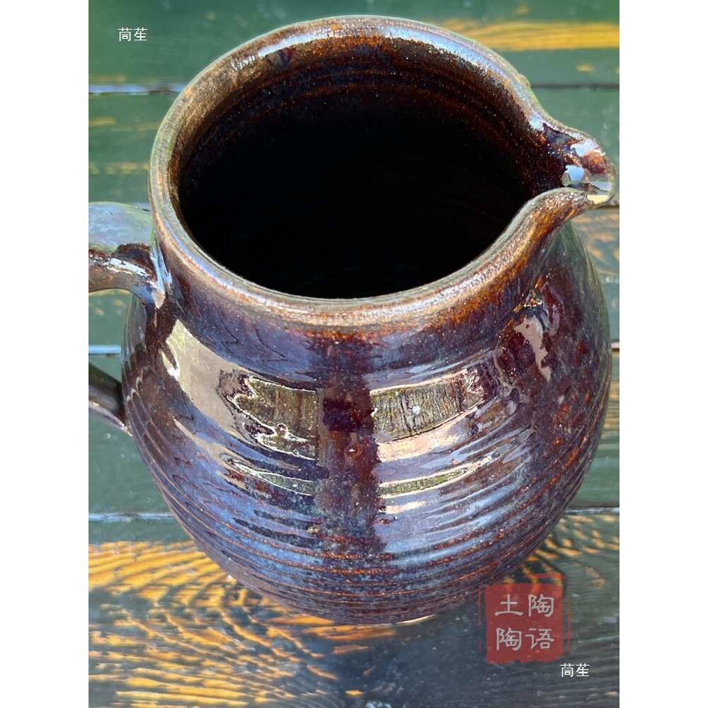 传统土陶壶老式复古柴窑单耳罐茶壶油壶花瓶陶瓷手工粗陶摆件插花