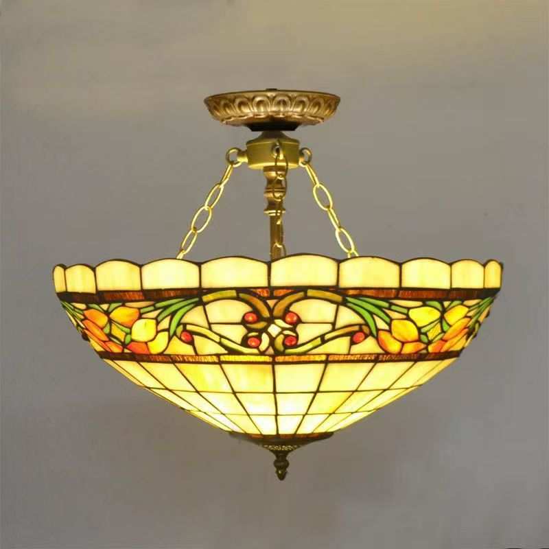 欧式美式地中海彩色玻璃餐厅饭店阳台玄关过道日式巴洛克反吊灯