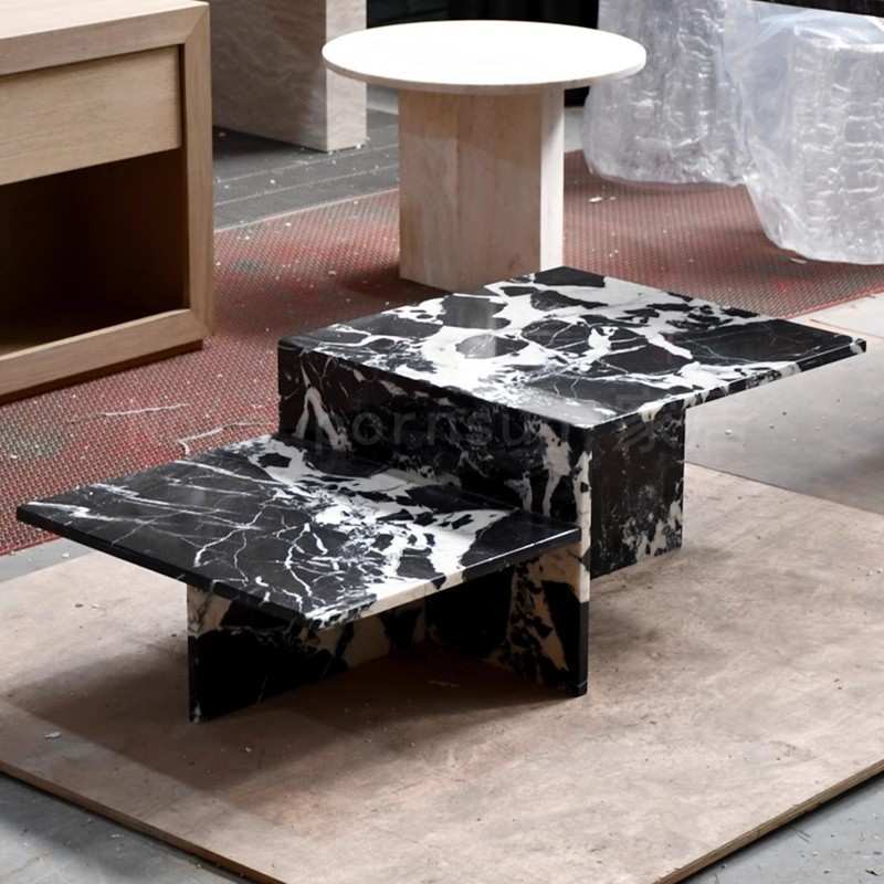 鼎立诚黑茶几大理石 意式别墅豪宅极简咖啡桌设计师轻奢奢石茶几