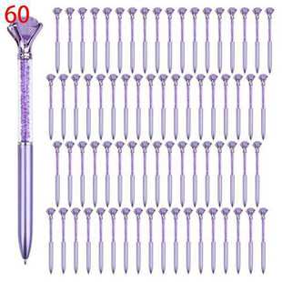 60支 颜色：紫色 材质：塑料 60件可爱的圆珠笔散装，1.0毫米中点