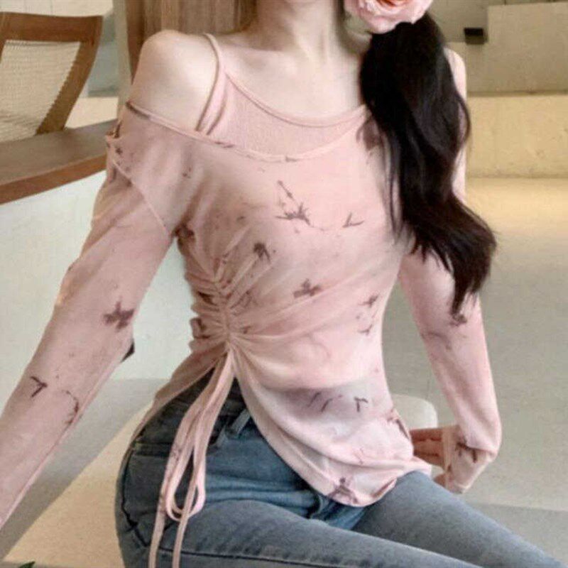 宫廷风印花网纱防晒衫套装女春季T恤