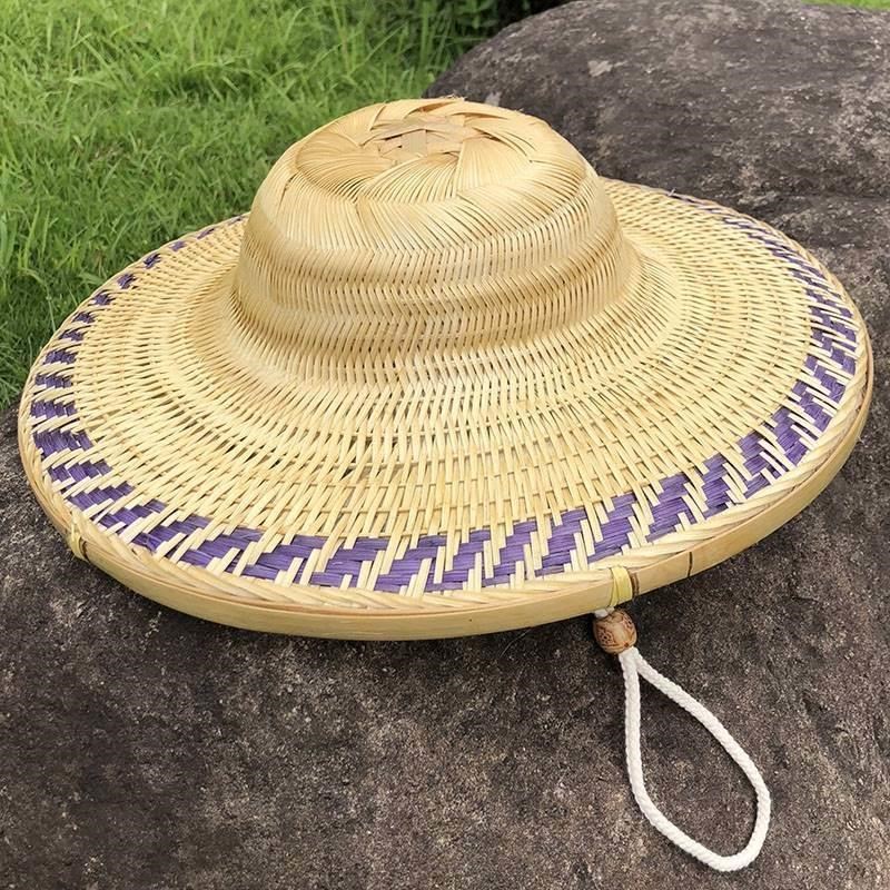 海帽南竹编中山帽斗笠舞蹈道具大子檐帽遮阳遮雨大圆帽编竹圆顶帽