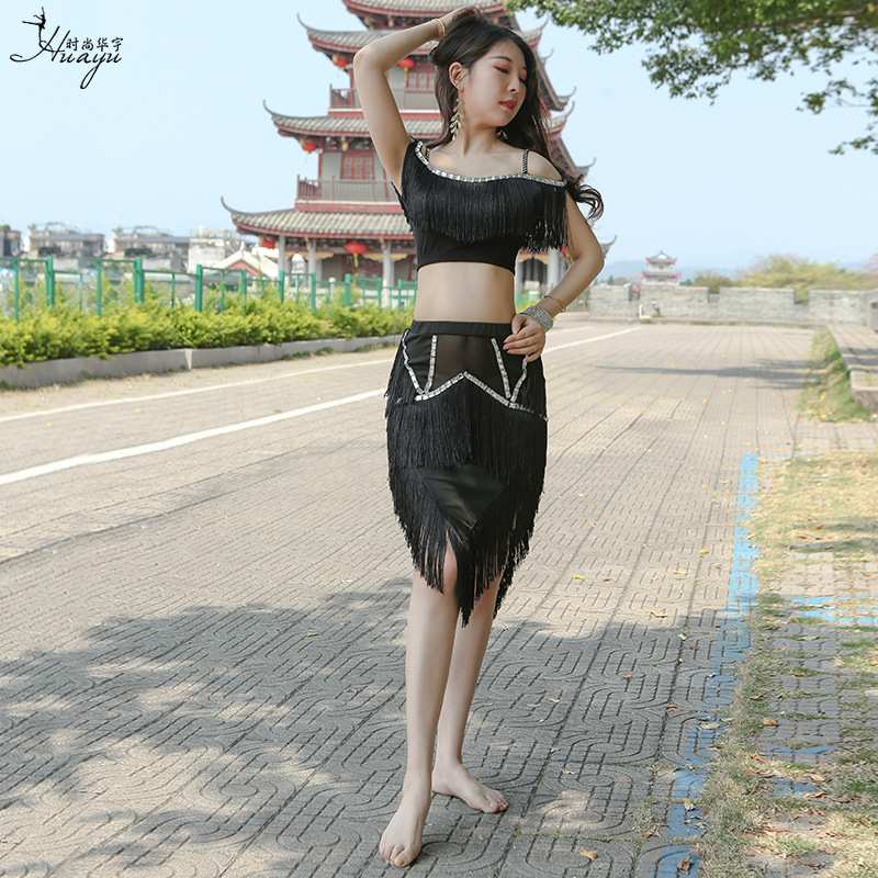 拉丁舞服新款舞蹈表演服套装女成年比赛服训练恰恰伦巴流苏裙