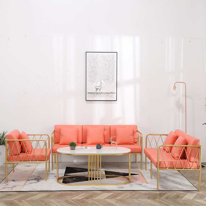 后现代家具铁艺布艺沙发椅子北欧简约网红服装店铺工作室茶几组合