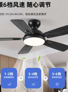 北欧简约吸顶风扇灯家用商用餐厅客厅吊扇黑色大风力静音吊扇灯具
