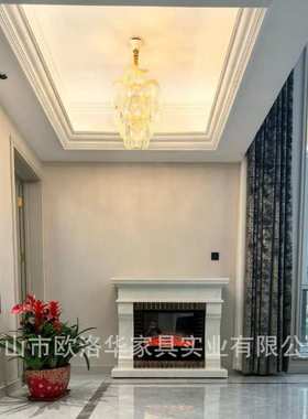 Fireplace美式白色电子取暖壁炉装饰柜仿真火壁炉法式客厅壁炉