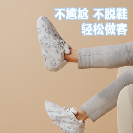 加厚一次性鞋套无纺布家用室内耐磨防滑学生脚套家居新款机房特厚
