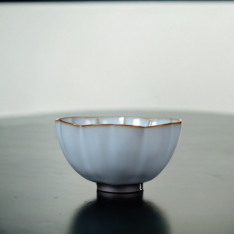 大师级汝窑花瓣开片可养单人杯陶瓷主人杯功夫茶具茶杯品茗杯茶盏