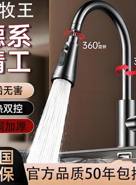 全铜抽拉式厨房水龙头冷热出水二合一万向旋转水槽洗菜盆龙头