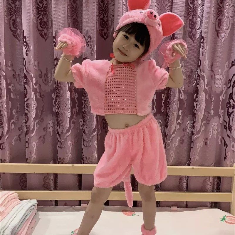 六一儿童动物演出服幼儿园舞蹈快乐小猪吃的饱饱表演服装三只小猪