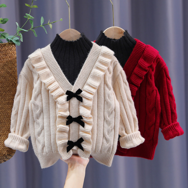 女童秋冬毛衣2023新款儿童加绒针织衫中大童打底衣女孩假两件衣服,童装/婴儿装/亲子装,毛衣/针织衫,淘宝优惠券,粉丝福利购,淘宝优惠卷