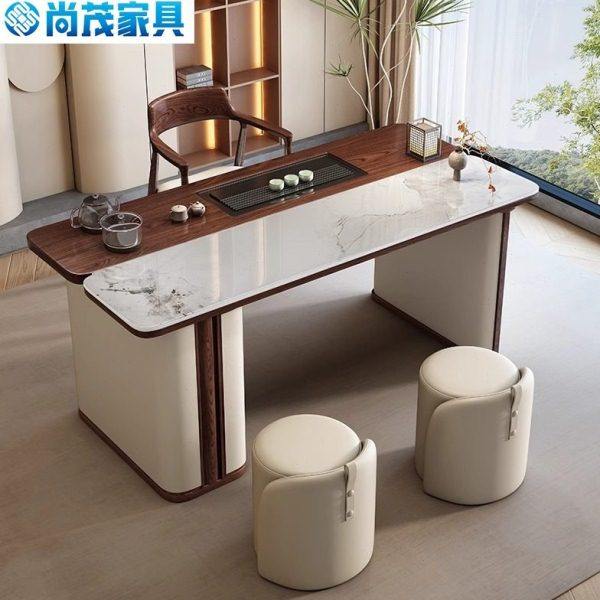 轻奢岩板茶桌椅组合实木现简约意式家用阳台小户型功夫公茶台,商业/办公家具,茶台/茶桌,淘宝优惠券,粉丝福利购,淘宝优惠卷