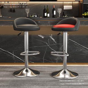 吧台椅酒吧凳子家用现简约升降旋转靠背椅子前银椅台收