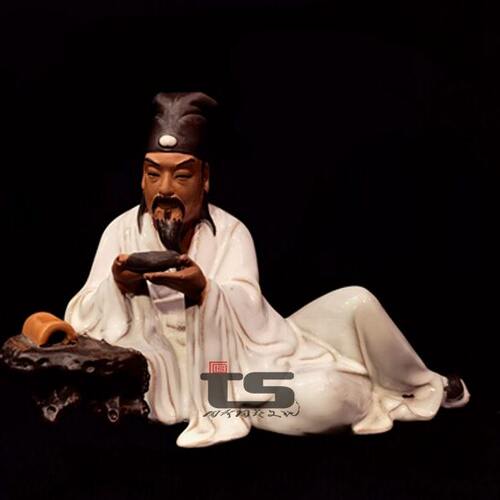 特苏东坡观砚中式人物石湾公仔陶瓷客厅玄关盆景园林手工家居摆件