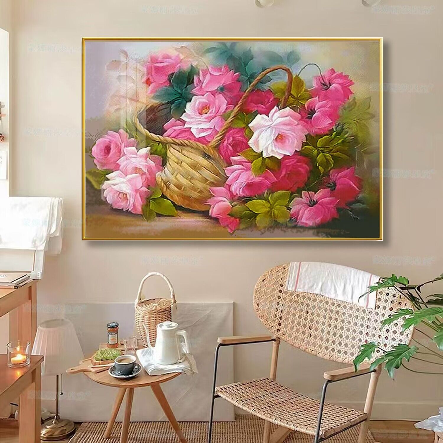 玫瑰花十字绣客厅卧室2023新款线绣大幅手工自己绣玫瑰牡丹花