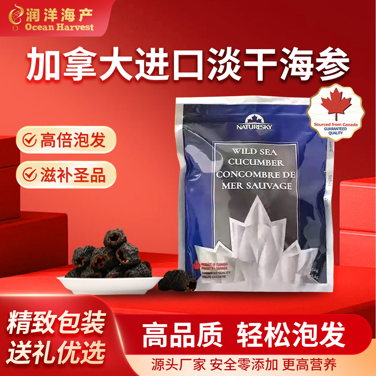 NATURESKY 品牌原装进口 经典级L淡干加拿大 北极海参蓝色袋装