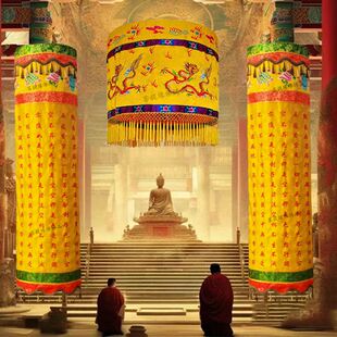 寺庙装饰大悲咒心经长幢圆幢经幢幡楞严咒宝盖伞刺绣庆典整套定制