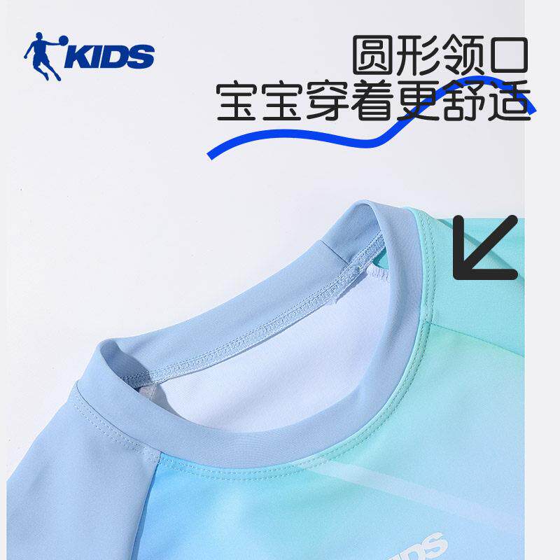 乔丹儿童泳衣女童202孩5新度款晒青少QE243050年分体女海边假防透