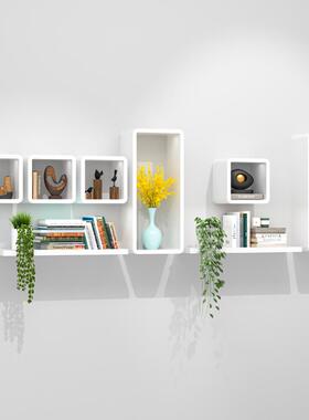 简约现代木墙上白置物架 多款色择 易安松装适用选多XY0119场景
