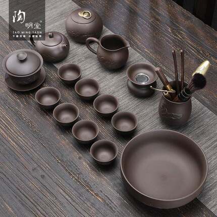 明堂紫砂功夫茶具套装陶办公客室陶会手工tmt-2106茶壶茶杯复古瓷