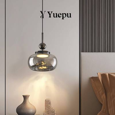 卧牀头灯意式轻奢照金日WS3056山吊菸灰色玻璃灯罩室餐桌饭厅房间