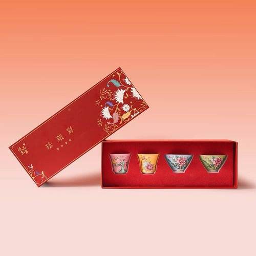 「po人a」珐琅彩茶杯套茶具组W21TN999景德镇陶瓷主品茗杯师中秋