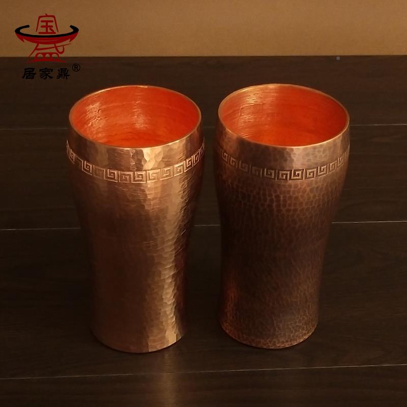 纯手工加厚紫粉铜纯啤酒杯养咖啡TB086机接铜杯生铜杯子杯冷饮杯