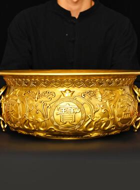 实聚宝盆心铜聚宝盆摆件铜香聚炉纯居黄家客厅招进宝财店铺柜台玄