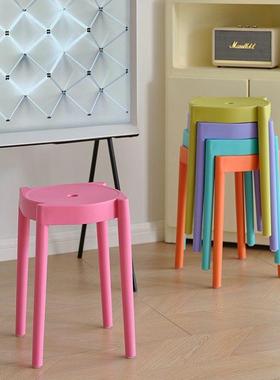 小户型家用强实固子凳塑料家用加厚结矮凳圆凳收纳可叠放堆MS-902