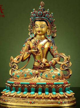 藏家村彩珠摆镶嵌金刚萨埵》室内用ZTO全鎏《金《金刚萨垛》铜佛