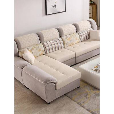 布艺发可气拆沙洗棉麻布沙发乳胶高档大客厅贵74435妃组合沙L发型