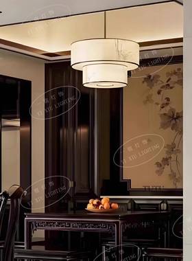 新式客厅吊灯2中AS526 12025新款日式影禅意竹古典餐室厅卧室灯布