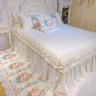 韩裙国手工定制床普罗旺斯纯MMB色奶白色床上品床单床罩含用防滑