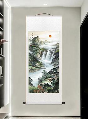 白潮风新中式入口画莲花桥九饰鱼室画卷挂画客厅装画书房NUG茶壁