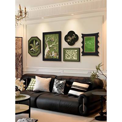 中古古风饰客厅沙发背景墙挂画法画式覆高DB2921级感餐厅装卧室组