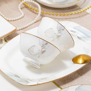 仟造轻奢碗碟套家用简约中式 碗陶瓷景盘德镇具H1582餐 风2025新款