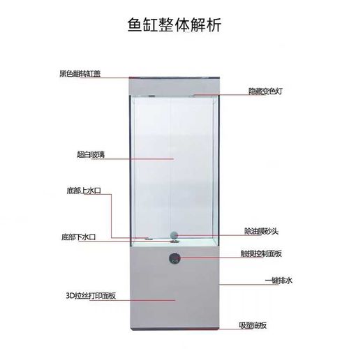 新款金鱼缸客厅落地家用静音超白玻璃立式方形生态底滤水族箱