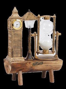 工业风大本钟模型复古沙漏装饰品摆件杂货铺橱窗道具美式桌面时钟