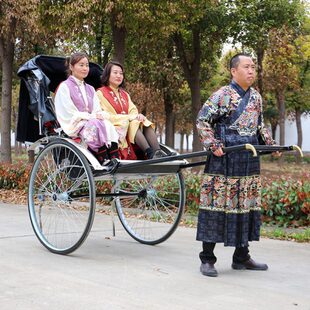 民国拉人复古车新中式黄包车人力车影视道具高级感旅游观光车