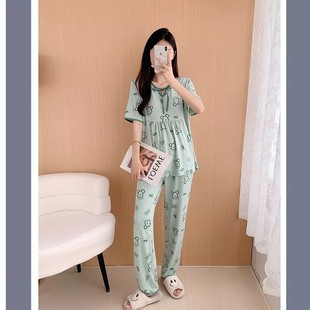 ins气质小清新家居服套装 新款 兜兜熊睡衣 82138 2025夏季