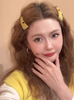 新款韩系BB夹显气质黄色发夹小巧可爱彩色爱心刘海对夹