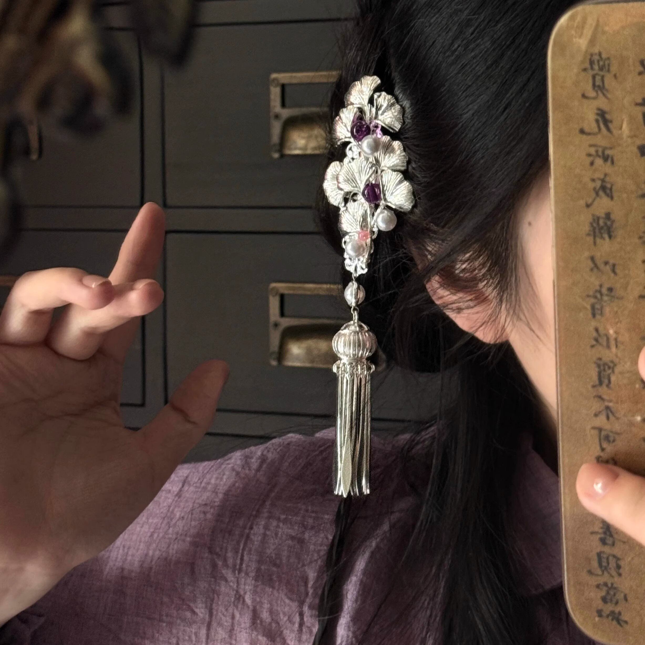 银杏~新中式民族风古风精致仙气清冷感精致重工汉服小众发夹发饰