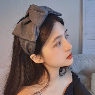 韩版法式超大中间蝴蝶结发箍发饰打结发卡气质复古宽边头饰女
