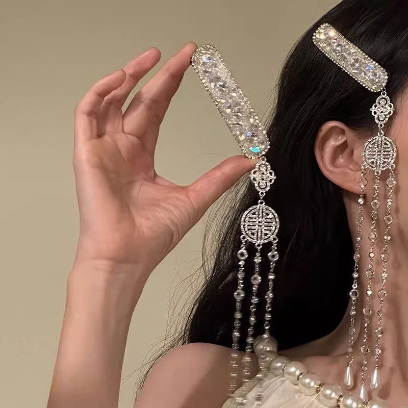 新中式流苏中式发夹设计轻奢小众民族高级蒙古刘海头饰边夹发饰