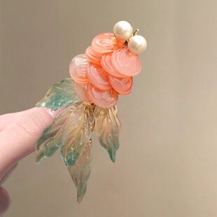 红色锦鲤金鱼儿童发夹 古风头饰发钗发卡边夹 新中式发饰汉服发簪