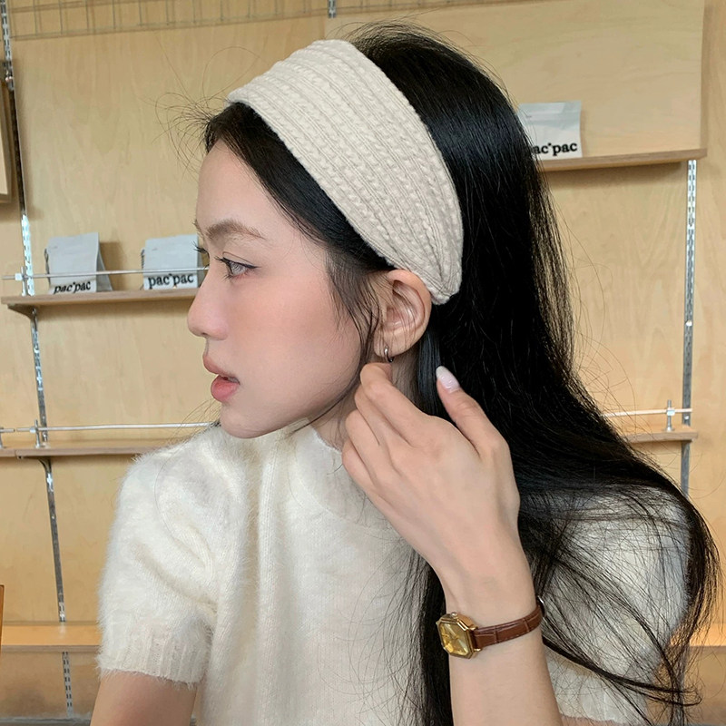 韩系麻花纹理针织发箍百搭复古高颅顶头箍发卡日常外戴头扣发饰品