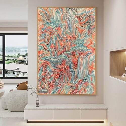 现代轻奢玄关走廊装画线条艺术客厅景墙面壁背画XPY高感餐厅级饰